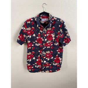 Empyre Surplus Co Mens Black Floral Button-Up Shirt M 100% Cotton Collared
